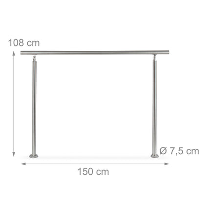 Stainless steel stair railings 1.5m / 2 posts / 0 crossbars