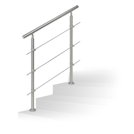 Stainless steel stair railings 1.0m / 2 posts / 3 crossbars