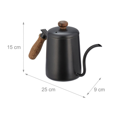 Stainless steel teapot with wooden handle