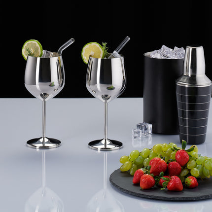 Stainless steel wine glasses, set of 4