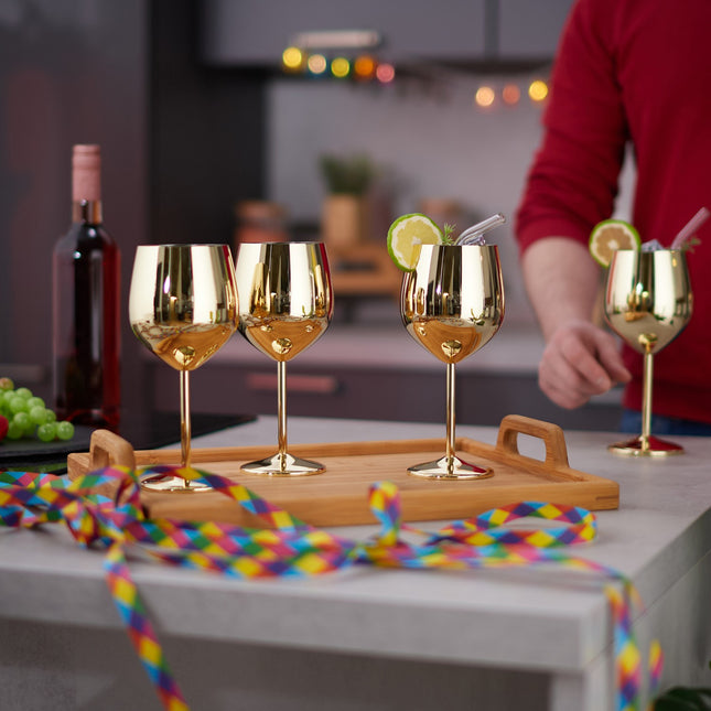 Stainless steel wine glasses, set of 4