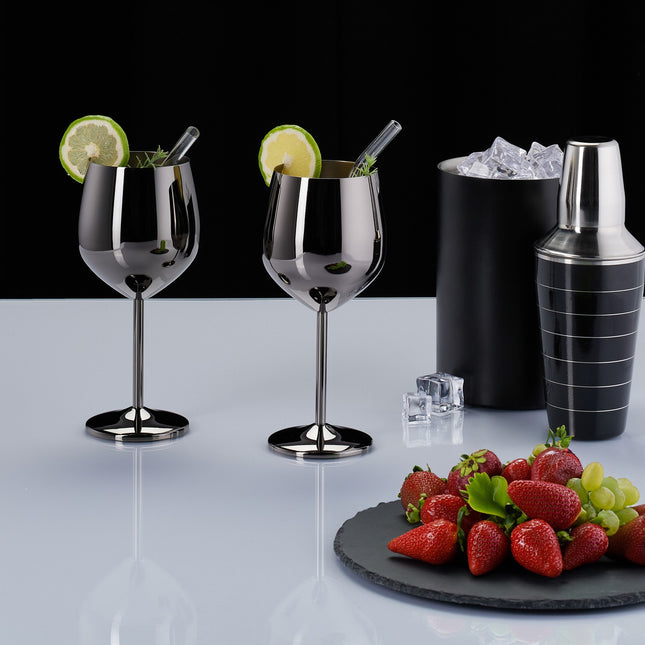 Stainless steel wine glasses, set of 4
