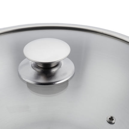 Stainless steel wok with glass lid