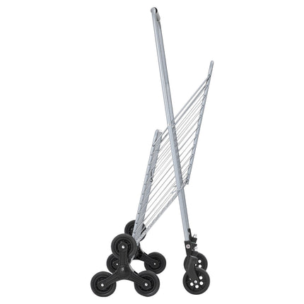 Stair Climbing Shopping Cart with Swivel Wheels, 45 L, 88 lb, Silver