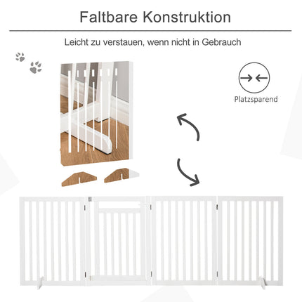 Folding stair gate, Drill-free, White, 81cm, Freestanding