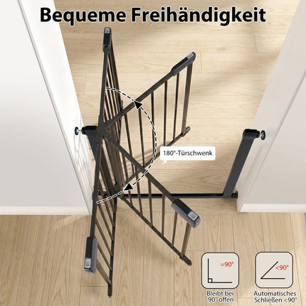 Stair Gate No-Drill, 75-82 cm, Auto-Close, Black