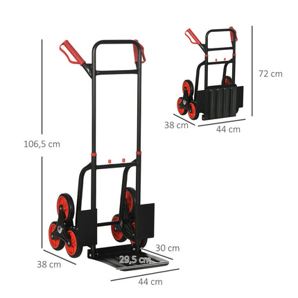 Folding stair climber hand truck, steel, 150 kg Capacity