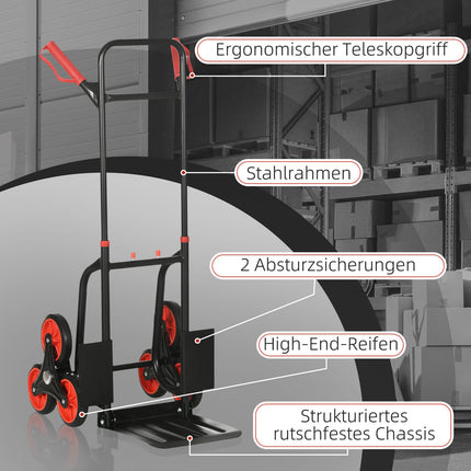 Folding stair climber hand truck, steel, 150 kg Capacity