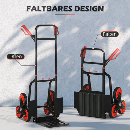 Folding stair climber hand truck, steel, 150 kg Capacity