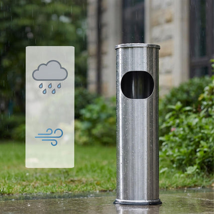 Standing Ashtray with 8L Bin – Stainless Steel