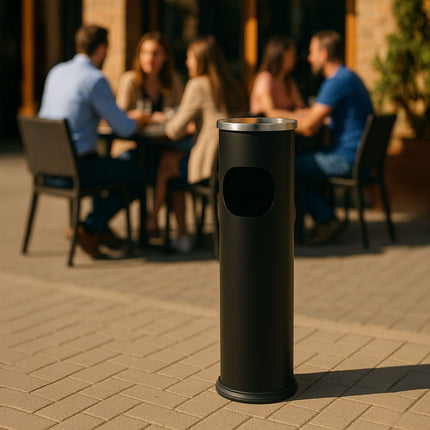 Standing Ashtray with Waste Bin, 56 cm, Black
