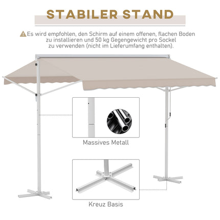 Beige Patio Awning With Folding Arm 3x3M