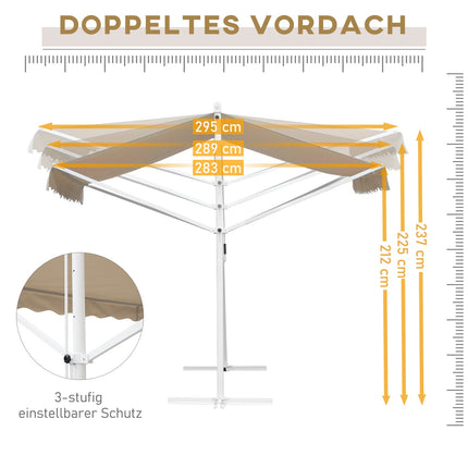 Beige Patio Awning With Folding Arm 3x3M