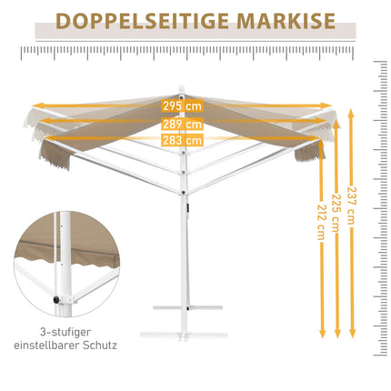 Beige folding patio awning, crank operated, 4.5x3.4M