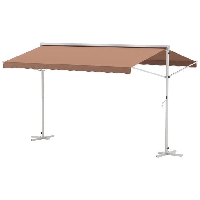 Brown folding arm awning, 4.5x3.4m – Patio & Garden