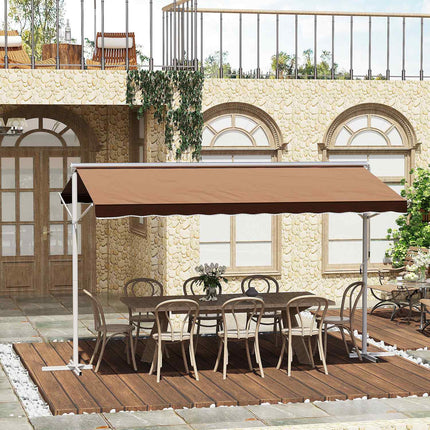 Brown folding arm awning, 4.5x3.4m – Patio & Garden