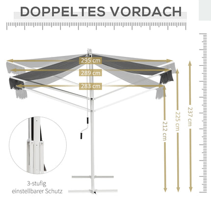 Gray patio awning with folding arm, 3x3M - Garden screen