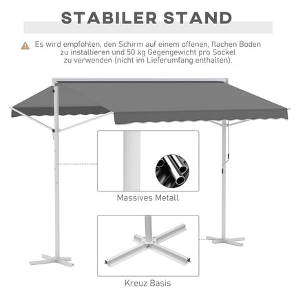 Gray patio awning with folding arm, 3x3M - Garden screen