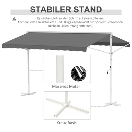 Gray folding patio awning, 4x3M - Standing Design