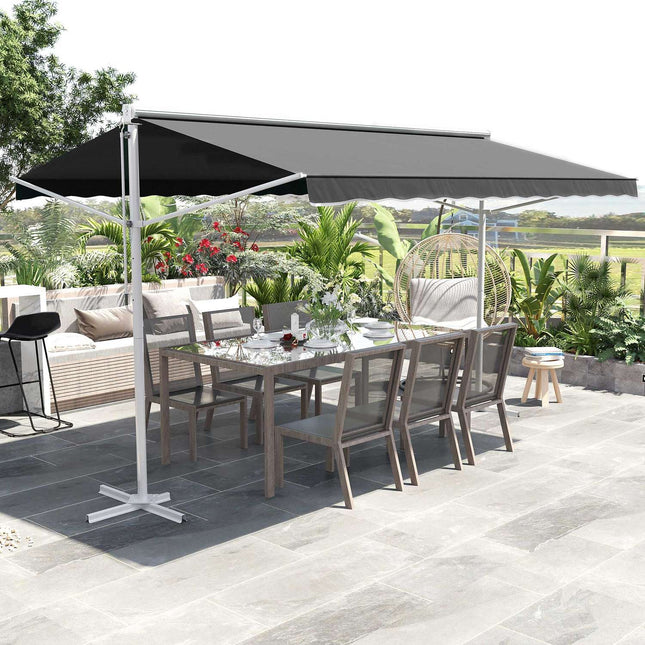 Gray folding patio awning, 4x3M - Standing Design