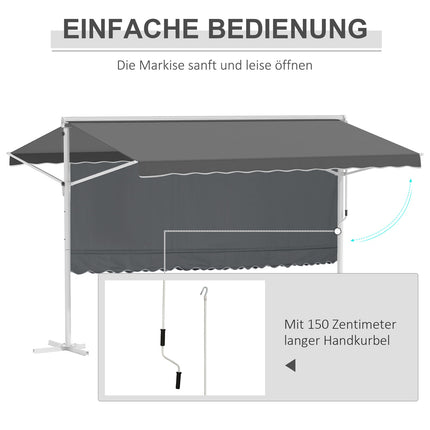 Gray folding patio awning, 4x3M - Standing Design