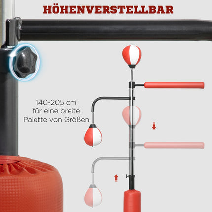 Freestanding punching bag, adjustable height, reflex balls for adults
