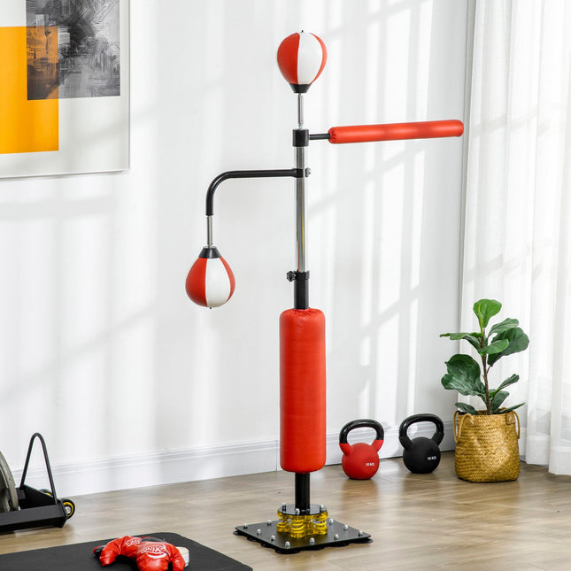 Freestanding punching bag, adjustable height, reflex balls for adults