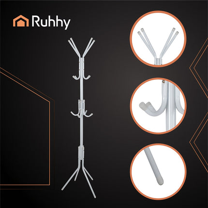 Standing Clothes Rack, White Metal, 170cm, 3 Levels