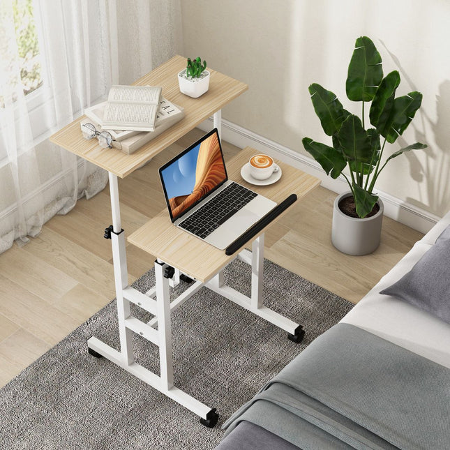 Standing Desk on Wheels, Height Adjustable, Tilt Tray