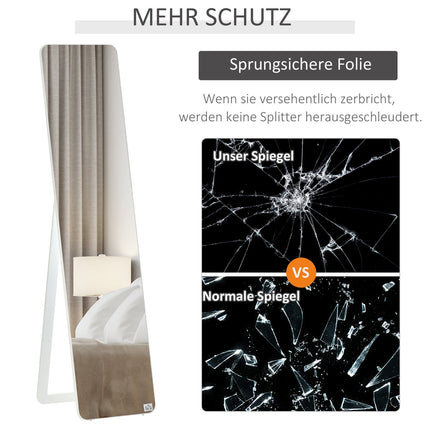 Full length standing mirror, folding frame, wall mountable