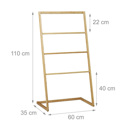 Standing bamboo towel rail