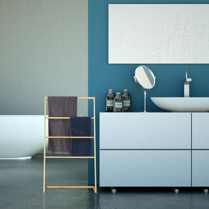 Standing bamboo towel rail