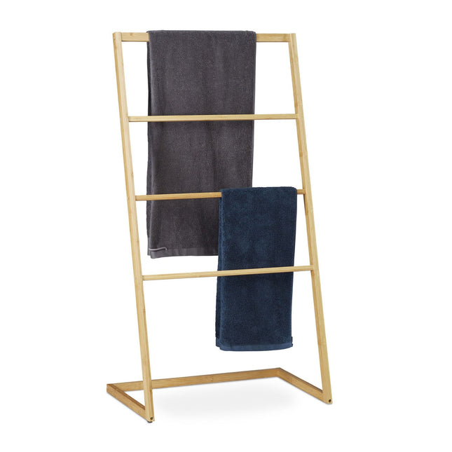 Standing bamboo towel rail