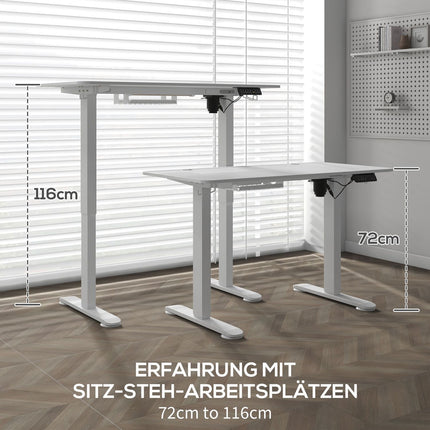 Electric standing table, adjustable height, 120x60cm, white
