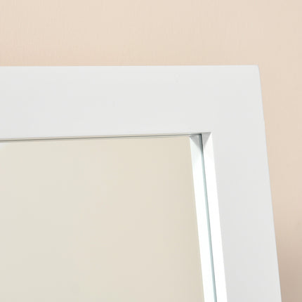 Tall full-length mirror with stand, MDF, white, 47x46x148cm