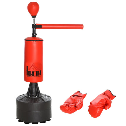 Standing punching bag with accessories, adjustable height