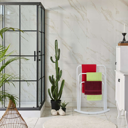 Standing towel rail in white