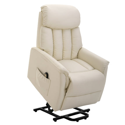 Electric recliner, leather beige in artificial leather
