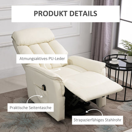 Electric recliner, leather beige in artificial leather