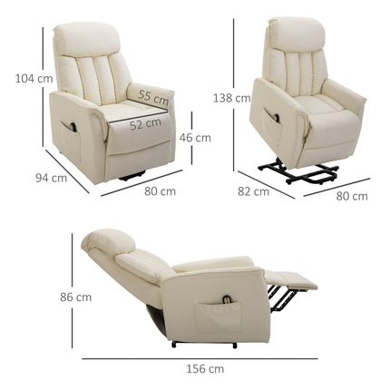 Electric recliner, leather beige in artificial leather