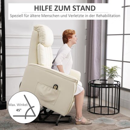 Electric recliner, leather beige in artificial leather