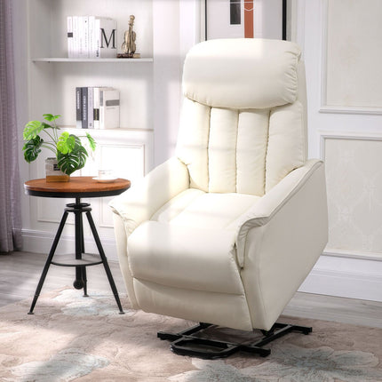 Electric recliner, leather beige in artificial leather
