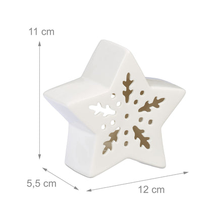 Star-Shaped Ceramic Tealight Holder, White