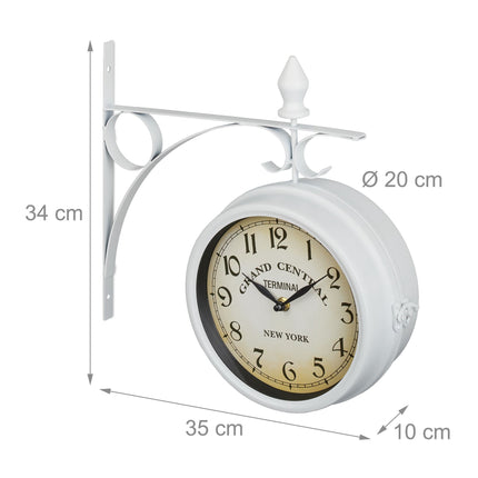 Station clock double-sided in white