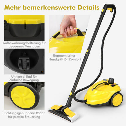 Steam Cleaner 2000W, 1.8L Tank, 13-Piece, Wheeled