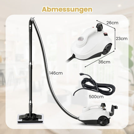 Steam cleaner 2000W Steam pressure: 5 bar Tank: 1.8L Temperature: up to 160℃ White