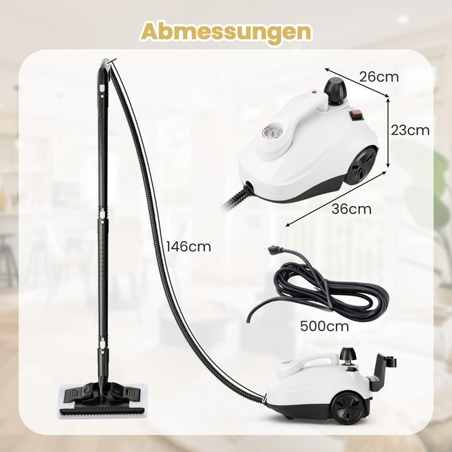 Steam cleaner 2000W Steam pressure: 5 bar Tank: 1.8L Temperature: up to 160℃ White