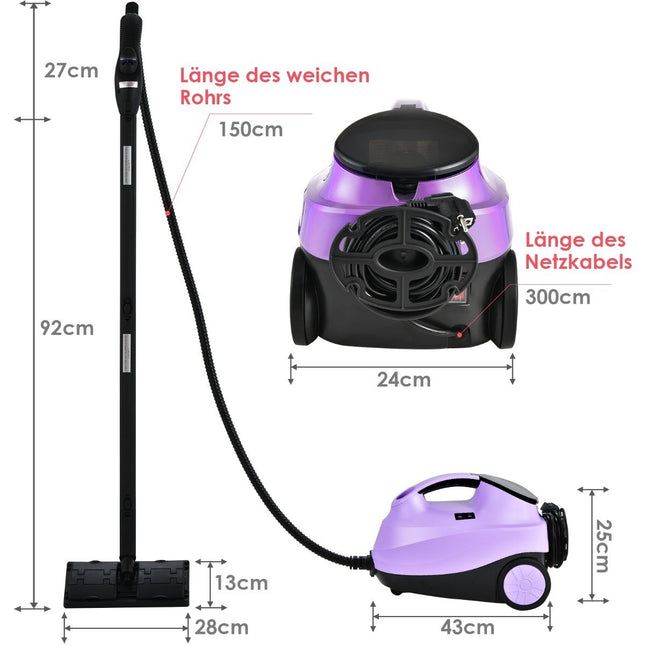 Steam cleaner with 19 accessories steam mop 2000W floor steam cleaner up to 108℃ purple