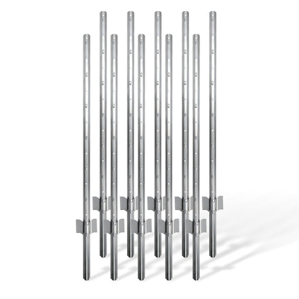 Steel Fence Posts with Ground Anchors, 90 cm, Set of 10