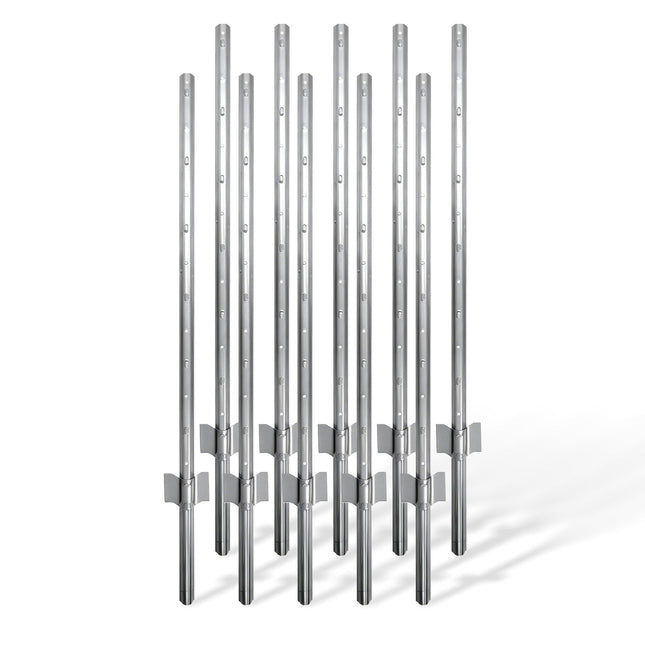 Steel Fence Posts with Ground Anchors, 90 cm, Set of 10